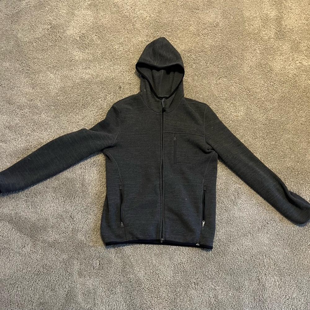 Mens blackish grey zip up hoodie with long sleeves